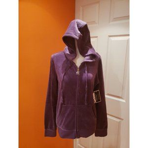 Juicy Couture Purple Velour Zip Up Top L NWT